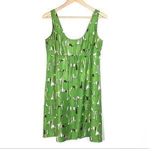 Michael Kors 100% silk green scoop neck knee length sleeveless pleated dress 8